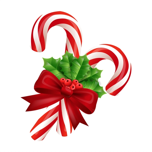Christmas Decoration Candy Canes with Bow And Holly Sticker